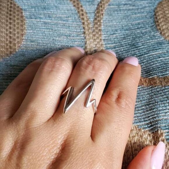 Heartbeat Ring, Sterling Silver Ring, Simple Women Ring, Tarnish Free, - Picture 6 of 7